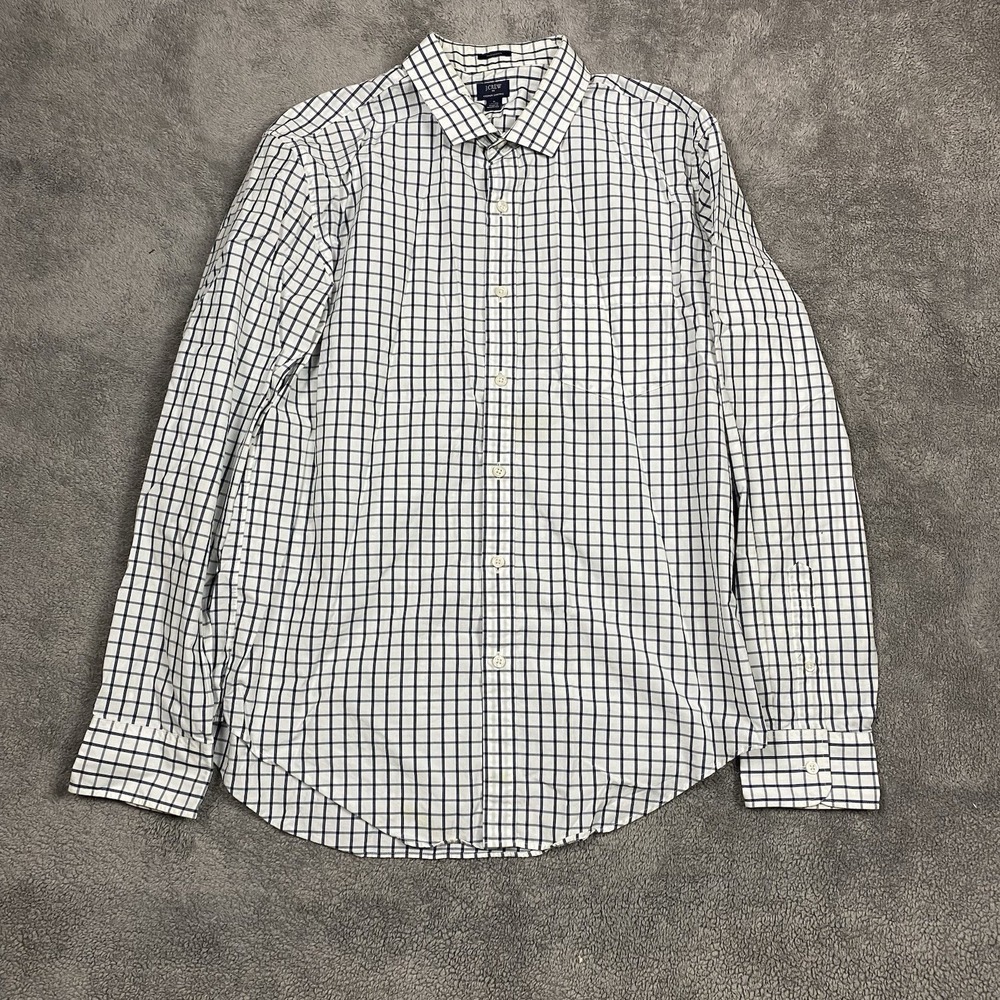 J.Crew Thompson Premium Shirting Shirt Mens XL 17-17.5 Blue Plaid Long Sleeve